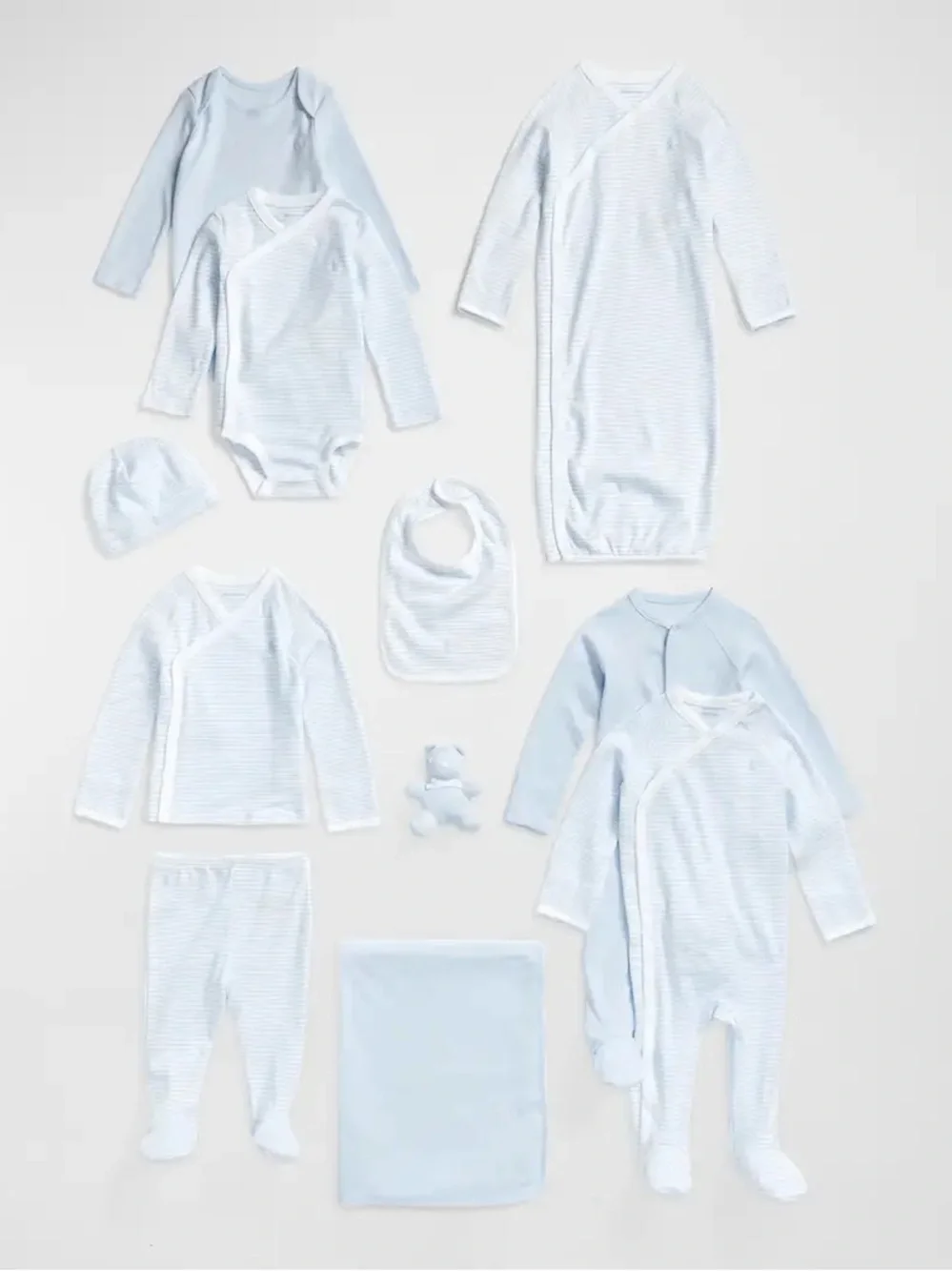 Ralph Lauren Baby Blue and White 11-Piece Matching Set